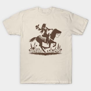 Wild West Rodeo Rider - Silhouette Cowgirl Vintage Grunge design T-Shirt